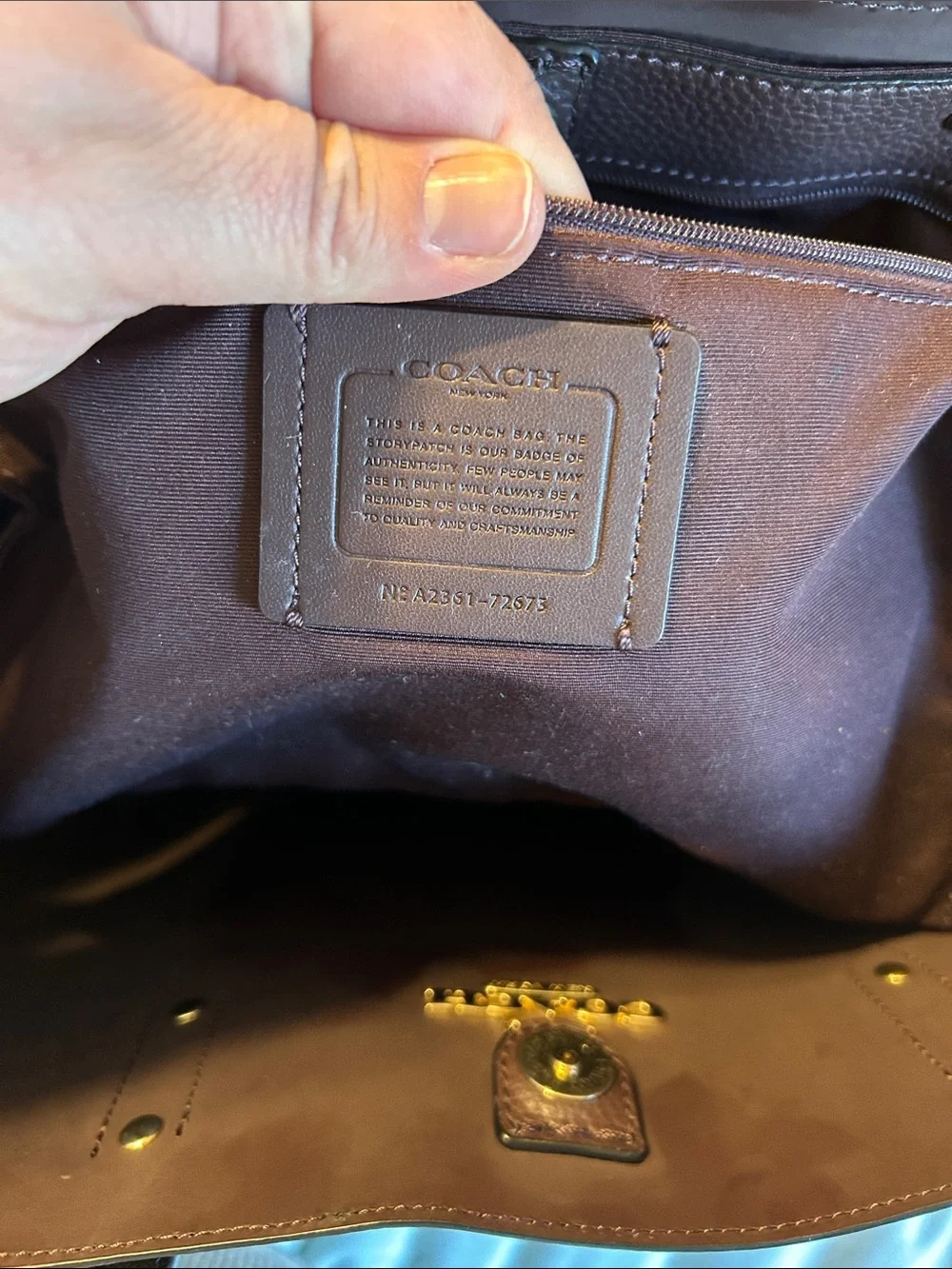 Coach Black Pebbled Leather Tote with Gold Logo